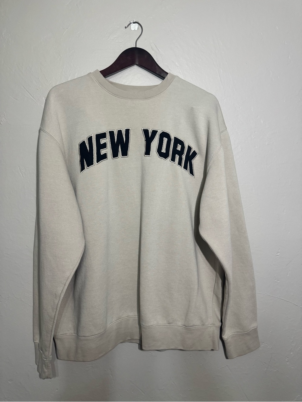 New‎ York Crewneck Sweatshirt Cream Oversized Pullover